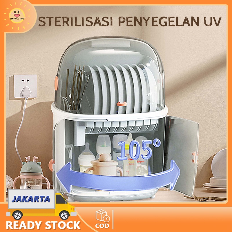 Rak Pengering Air Lonjong Mangkok Rak Sterilisasi Tempat Penyimpanan botol susu Rak Piring Disinfeksi Plastik Dengan Tutup Rak Piring/Mangkok