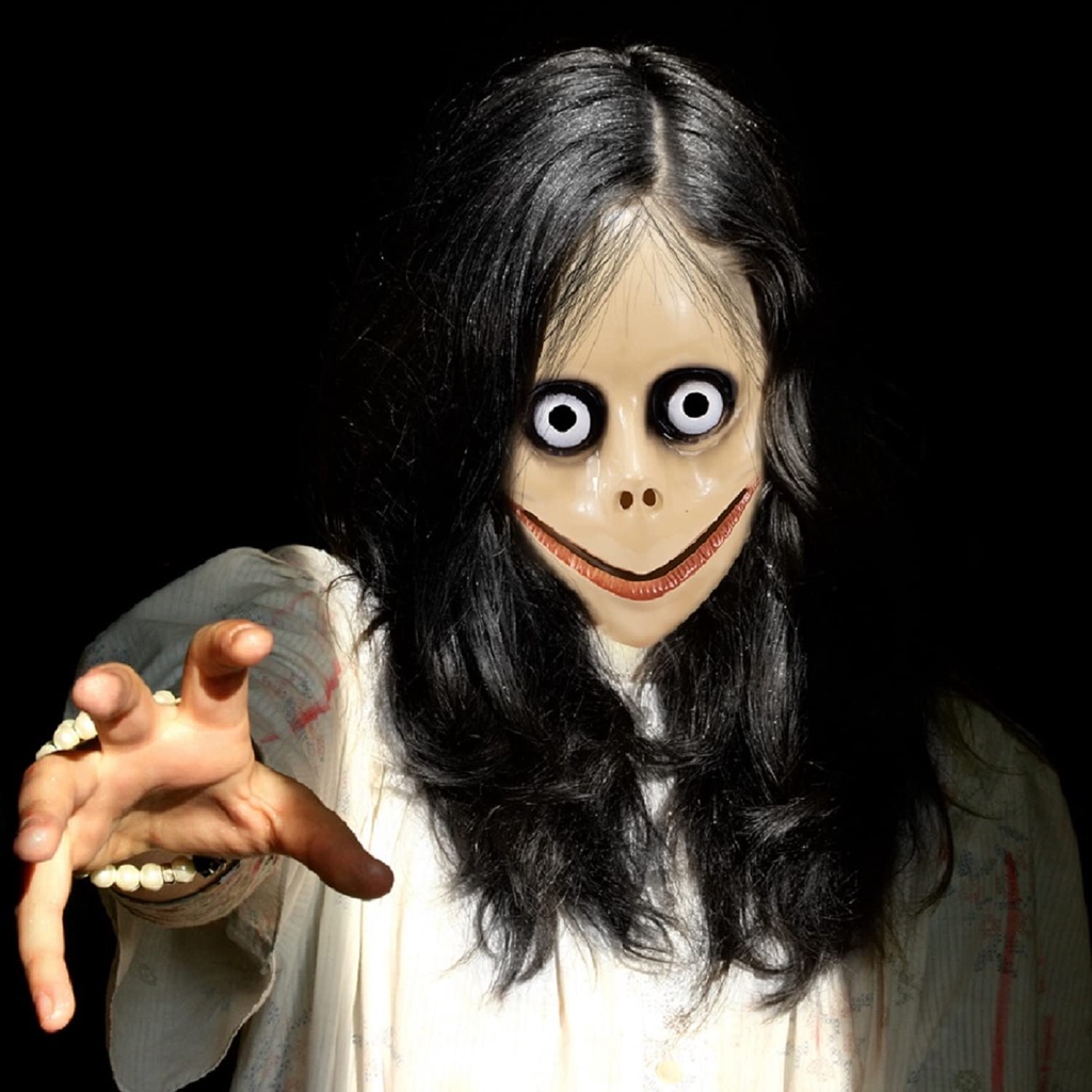 Topeng Hantu Momo Halloween Seram Rumah Hantu Prank Cosplay Scary Mask