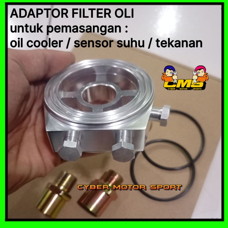 Adaptor filter oli mobil untuk pemasangan sensor suhu tekanan atau oil cooler. adaptor oilpressure t