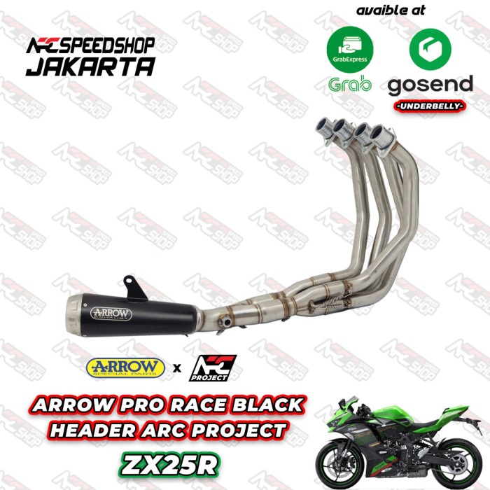 Knalpot Arrow Pro Race Black + Header Arc Project Zx25R Fullsystem #Original
