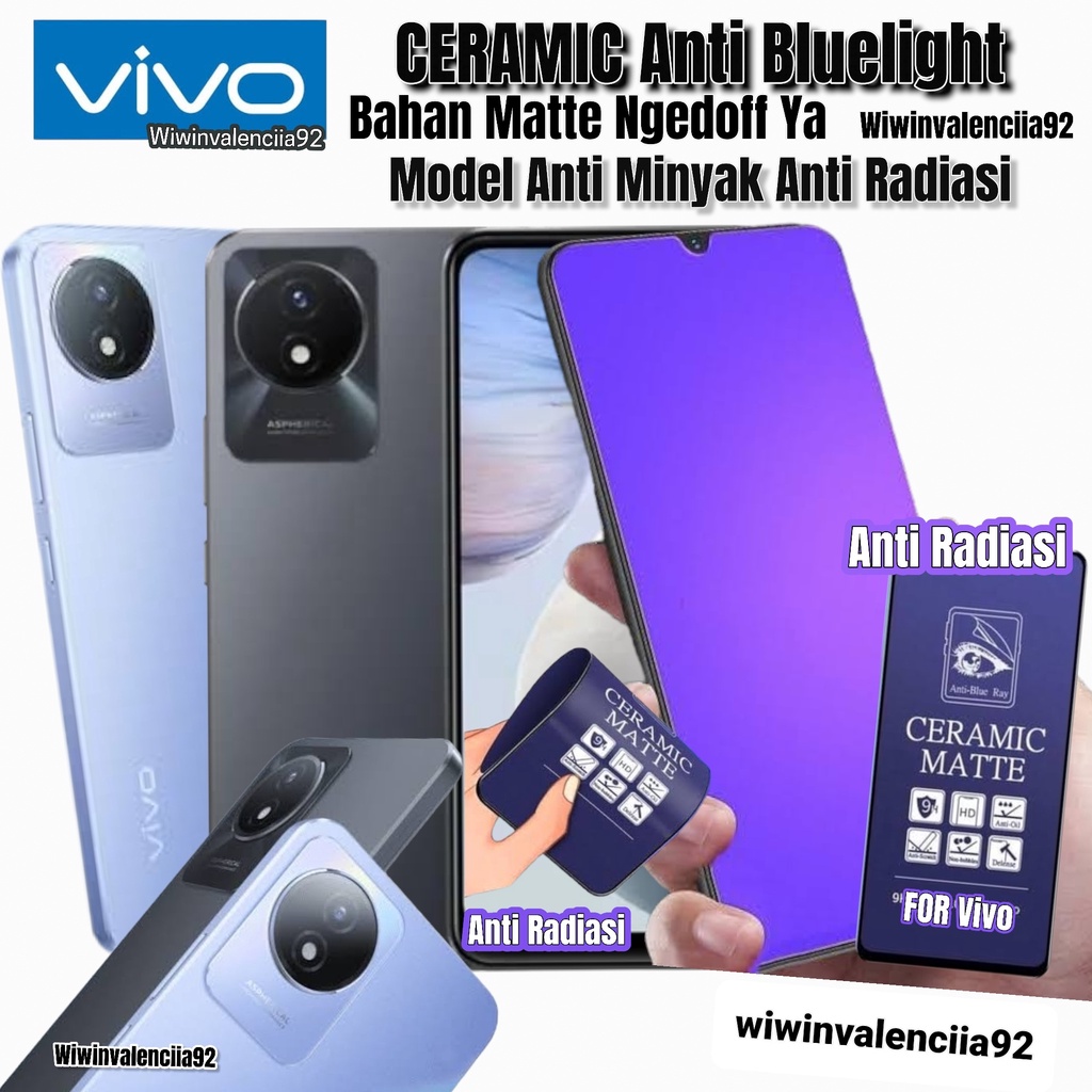 Tempered Anti PECAH VIVO Y02 Y02s Y01 Y1S Y75 KERAMIK TPU Clear-Bening/Glossy/Bluelight Glosy/Blue Light Matte/A Glare-A-Minyak-OIL Mate Doff/Anti SPY Privacy-Tidak Bisa lihat Dari samping-Black-Hitam-Gelap/kaca Full Cover CUSTOM CERAMIC- NFC 5G 4G S Y 02