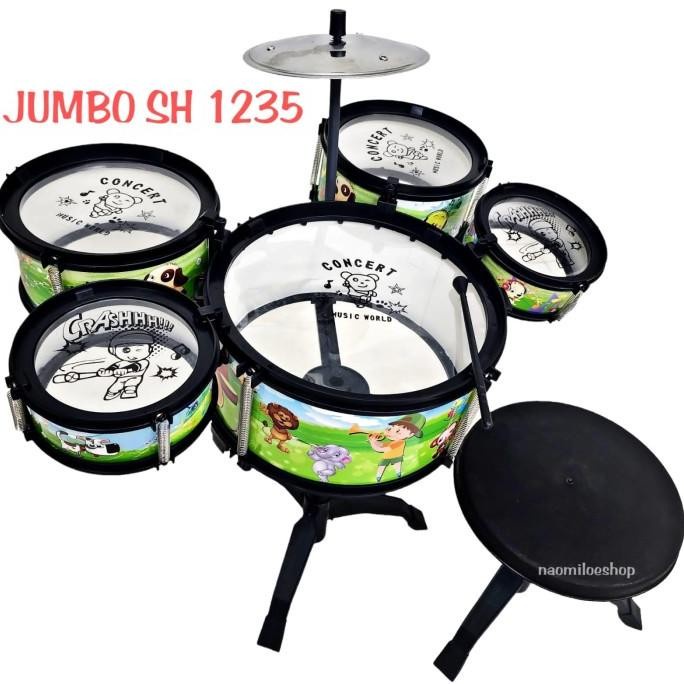Gab Jazz Drum Jumbo + Kursi Sh1235 Mainan Drum Set Anak Drum Anak /Mainan