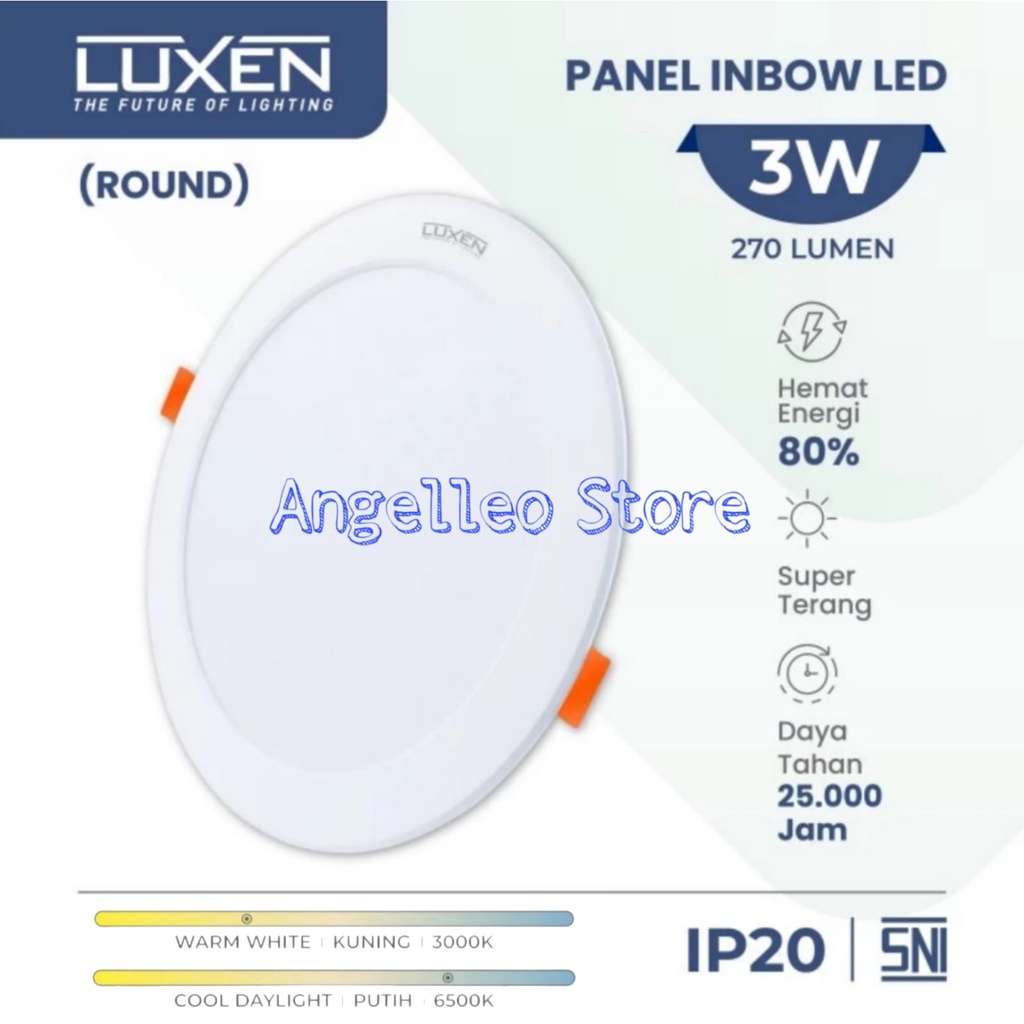 Lampu Panel Downlight~Led Panel Downlight~Inbow~3 Watt~LUXEN