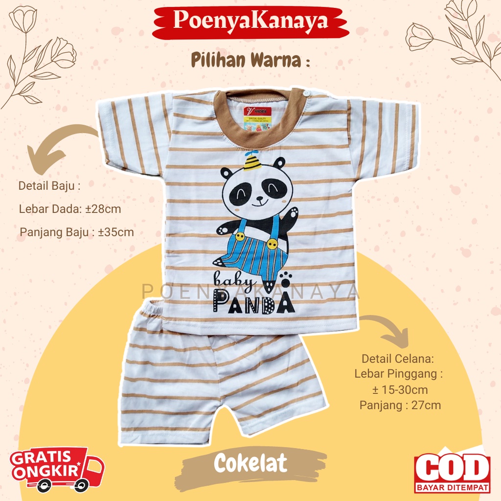 Setelan Baju Bayi Piyama PENDEK PANDA SALUR Viori Size 6-18 Bulan STL08