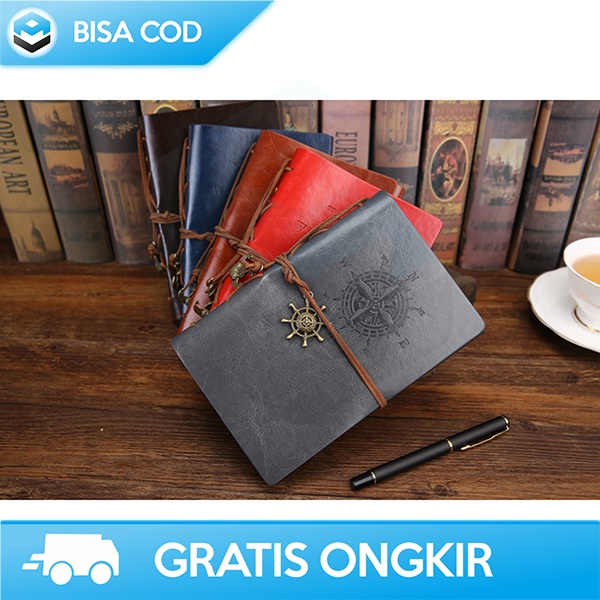 BUKU BINDER A5 NOTEBOOK DESAIN RETRO COVER KULIT BUKU TULIS AESTHETIC