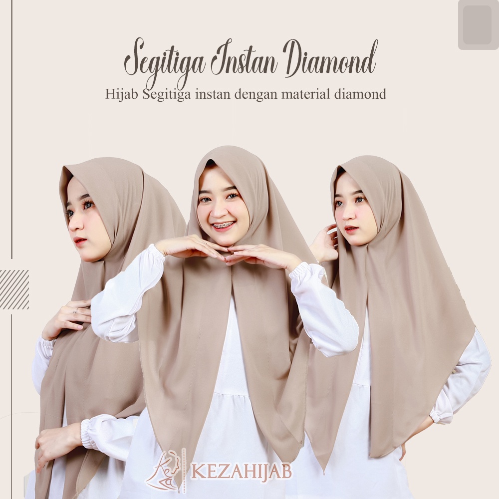 Keza - Hijab Segitiga Instan Tanpa Pentul /Hijab Instan 1 Layer Diamond Premium