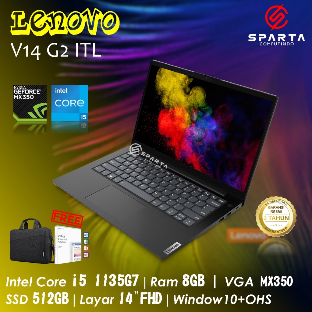 Lenovo V14 G2 ITL Core i5-1135G7 Ram 8GB 512GB SSD MX350 2GB Layar 14″ Win 10 Home+OHS 2019