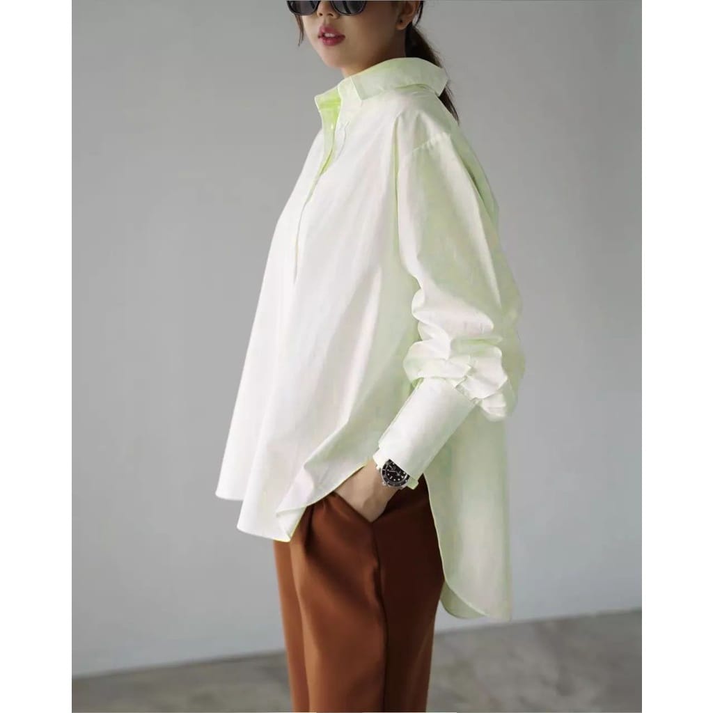 Atasan Wanita Kekinian Kemeja Oversize Wanita Bahan Katun Paris Kemeja Polos Jumbo Ld120 cm Venna Blouse Korean Style