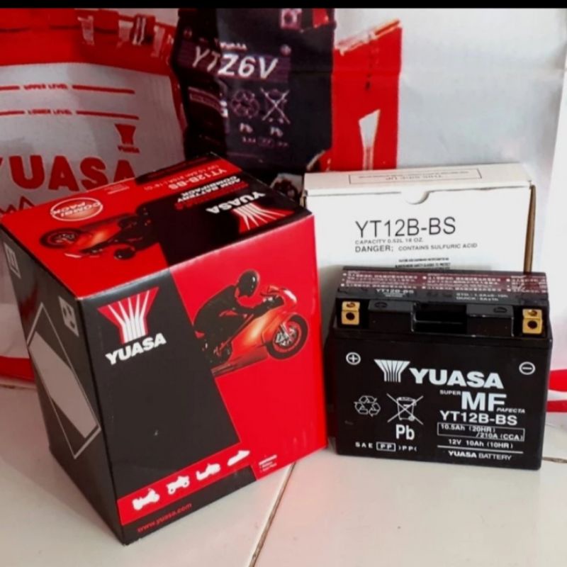 Aki Motor Yuasa YT12B-BS Accu kering 12V 10.5Ah Bebas Perawatan