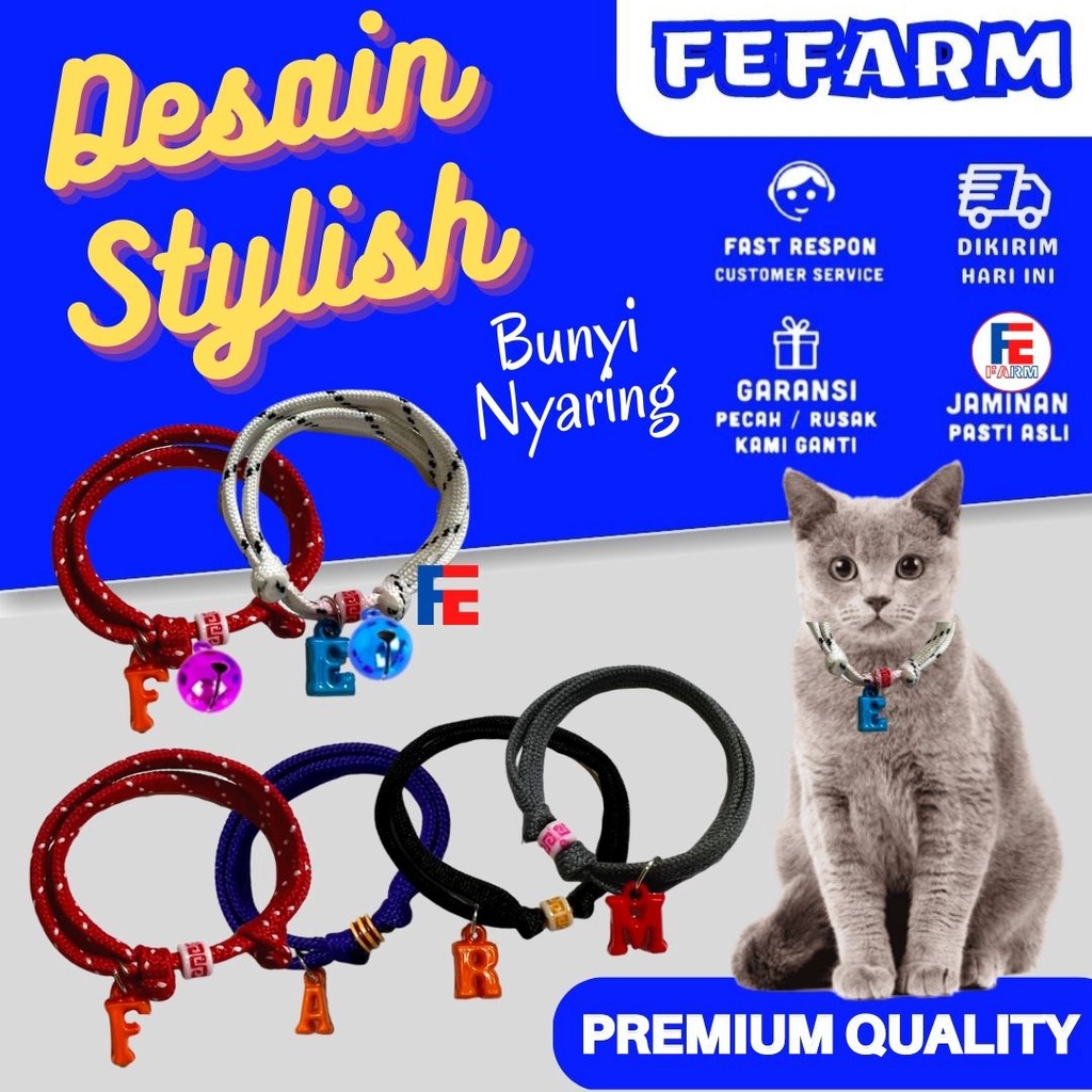 Kalung Kucing Kitten Tali Prusik Motif Inisial FEFARM