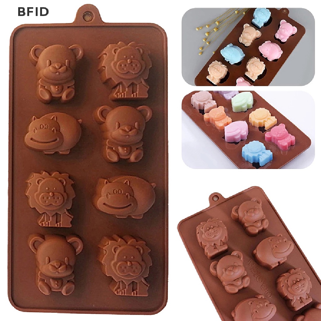 [BFID] Cetakan Silikon Animal Bentuk Hippo Lion Bear Coklat Sabun Kue Peralatan Dapur DIY [ID]