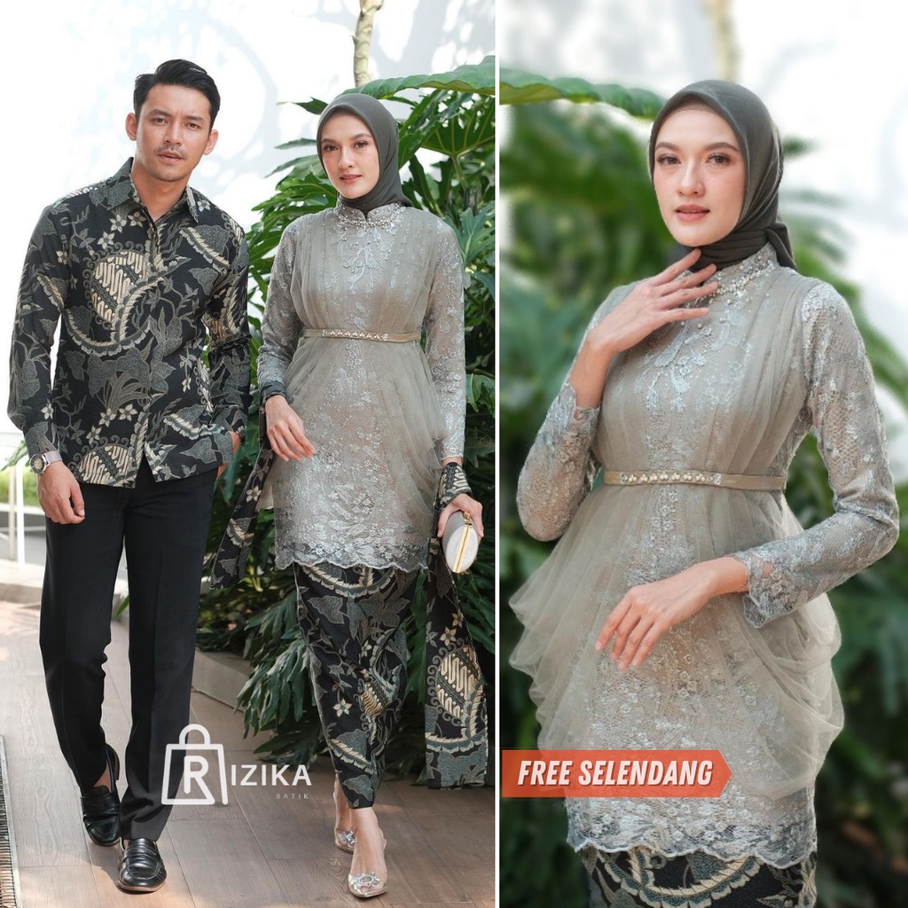 Batik Couple Kebaya Modern Kebaya Tunangan Lamaran Baju Wisuda Batik Brukat Terbaru