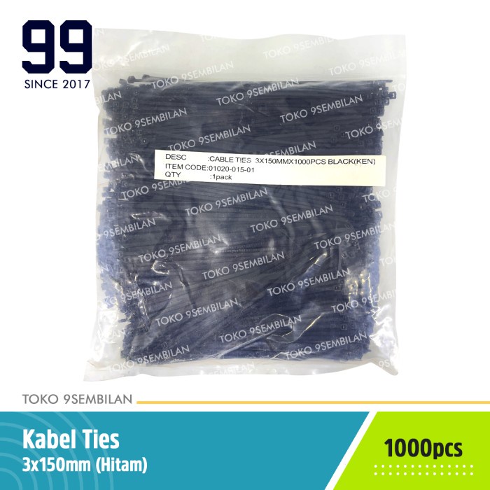 

Holder Nylon Kabel Tis 3X150 Hitam Isi 1000 Pcs Cable Ties