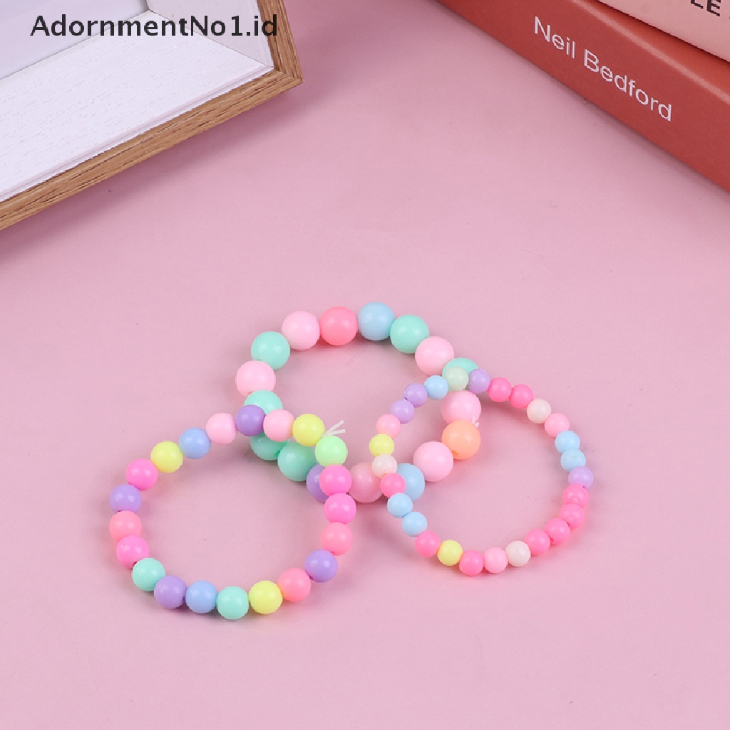 [AdornmentNo1] 10pcs Anak Perempuan Pesona Gelang Anak Lucu Warna-Warni Mutiara Manik Gelang Elastis Mainan Perhiasan Gelang Tangan Dekorasi Pesta Hadiah [ID]