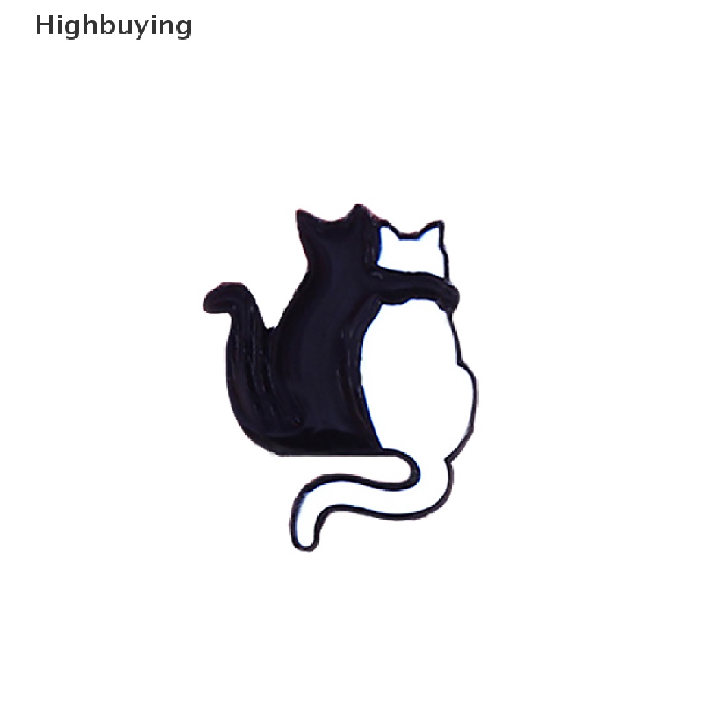 Hbid Pin Enamel Kucing Hitam Dan Putih Hugging Cats Bros Kartun Hewan Lucu Bros Glory