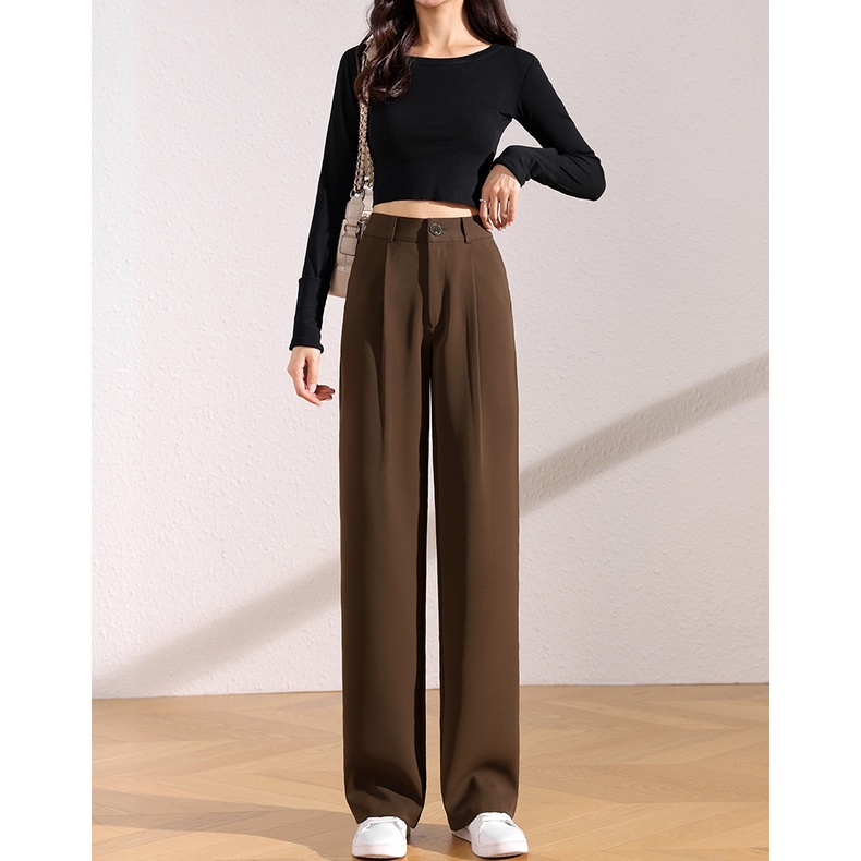 Coklat Highwaist Celana Kulot Wanita Loose Korea Style