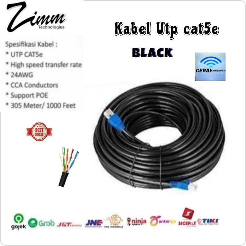 Kabel lan UTP Cat5e Zimmlink 30 Meter Siap Pakai