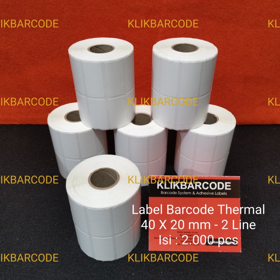 

LABEL BARCODE DIRECT THERMAL 40 X 20 MM - 4 X 2 CM - 2 BARIS - 2.000 P