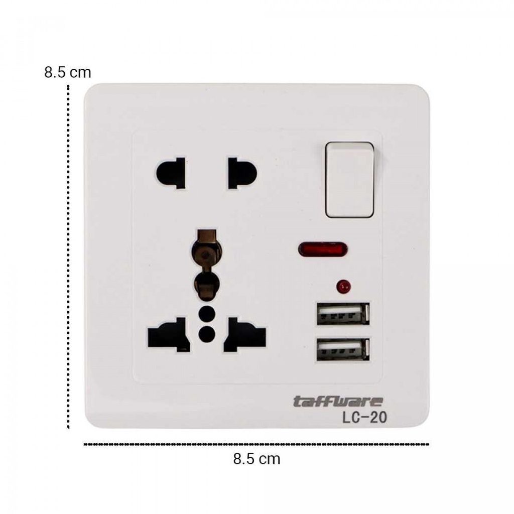 Stop Kontak USB 2 Port On Off Switch Universal Taffware