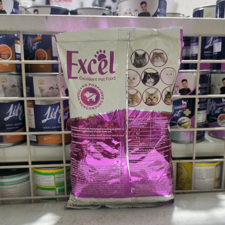 ( 10 PCS ) Makanan Kucing Excel Ikan Tuna Flavour Kemasan 500G