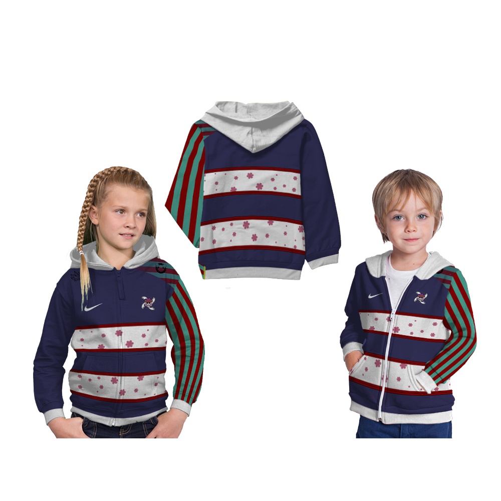 Jaket Hoodie Anak Jersey One Piece X Nike New Fan Art Robin,Sanji,Usopp,Zoro Version Full Printing F