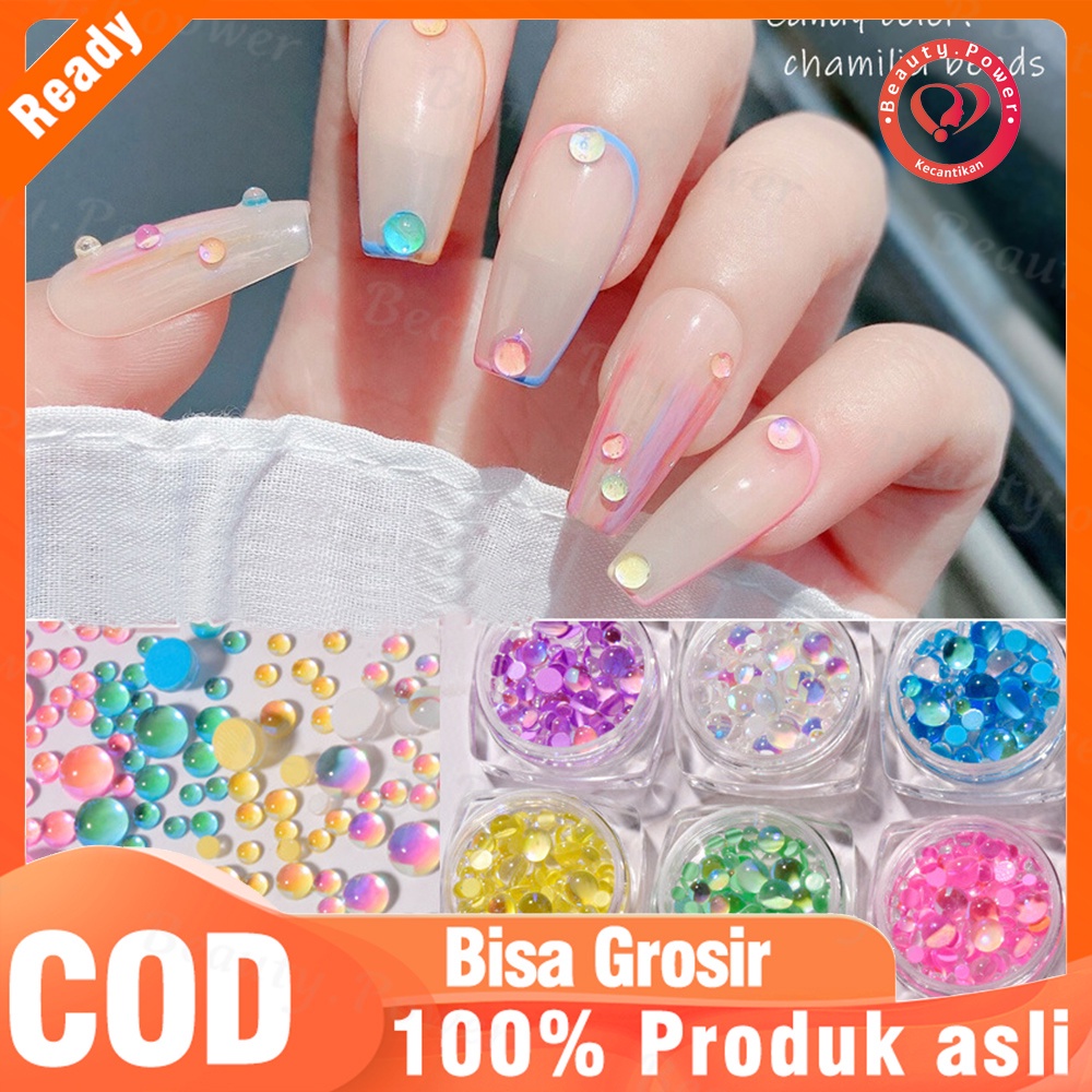 1 Set Ornamen Berlian Imitasi Bentuk Bulat Untuk Dekorasi Nail Art 3D Flexible DIY