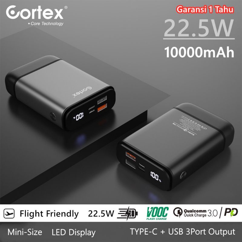 Power Bank Cortex 10000mAh 18W Super Fast Charging Powerbank QC3.0+PD3.0/Type-c + 2USB 3 output