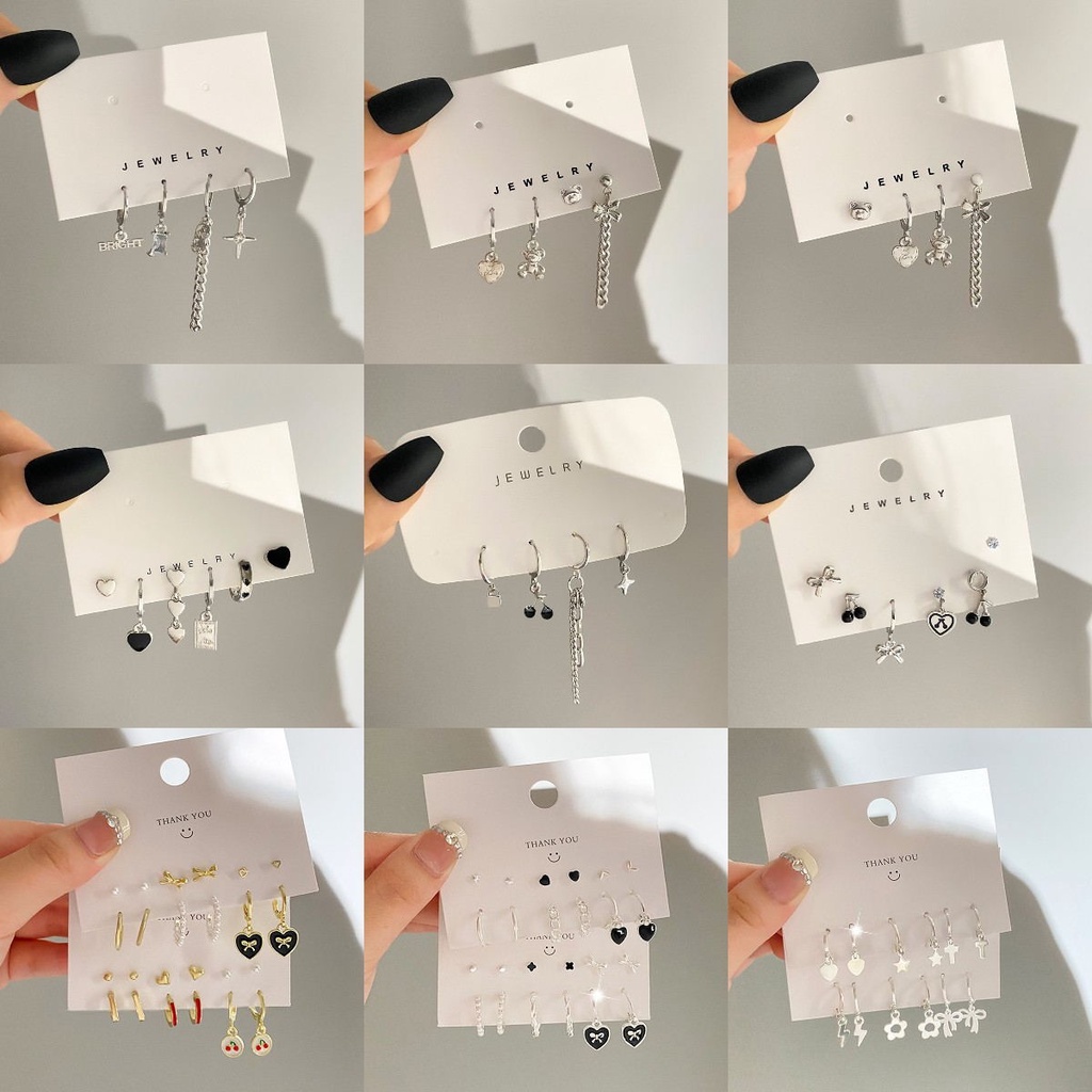 Ornamen Ins Cinta Set Anting Anting Pribadi Anting Kartu Merasa Tingkat Tinggi