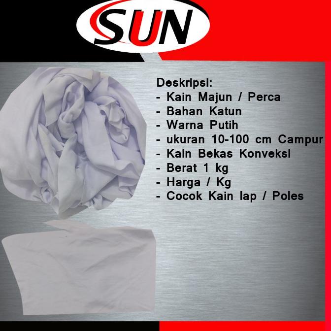 Kain Majun Perca Putih Katun Konveksi Lap Poles 1 Kg ◦ WDS.04Ja23ᵂ