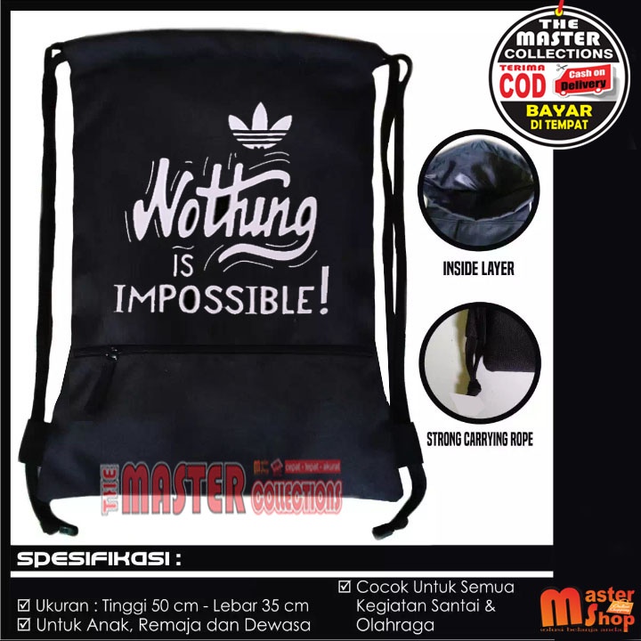 Tas Ransel Serut Drawstring Resleting FL Gymsack / Olahraga / Futsal ( MURAH BISA COD )