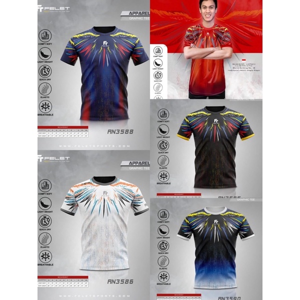Kaos Baju Badminton Olahraga Felet RN 3585 Original