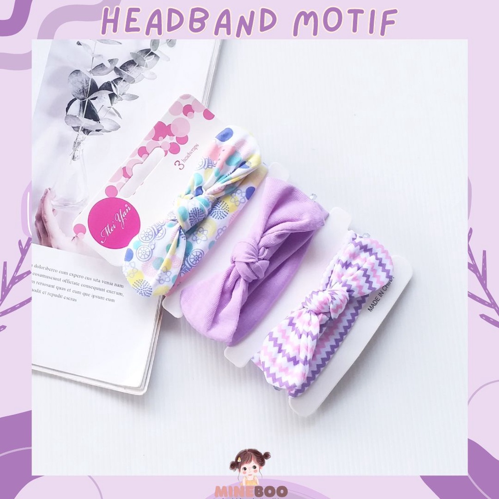 mineboo - Baby HEADBAND MOTIF 3 in 1 Bandana Bando Pita Bayi Anak