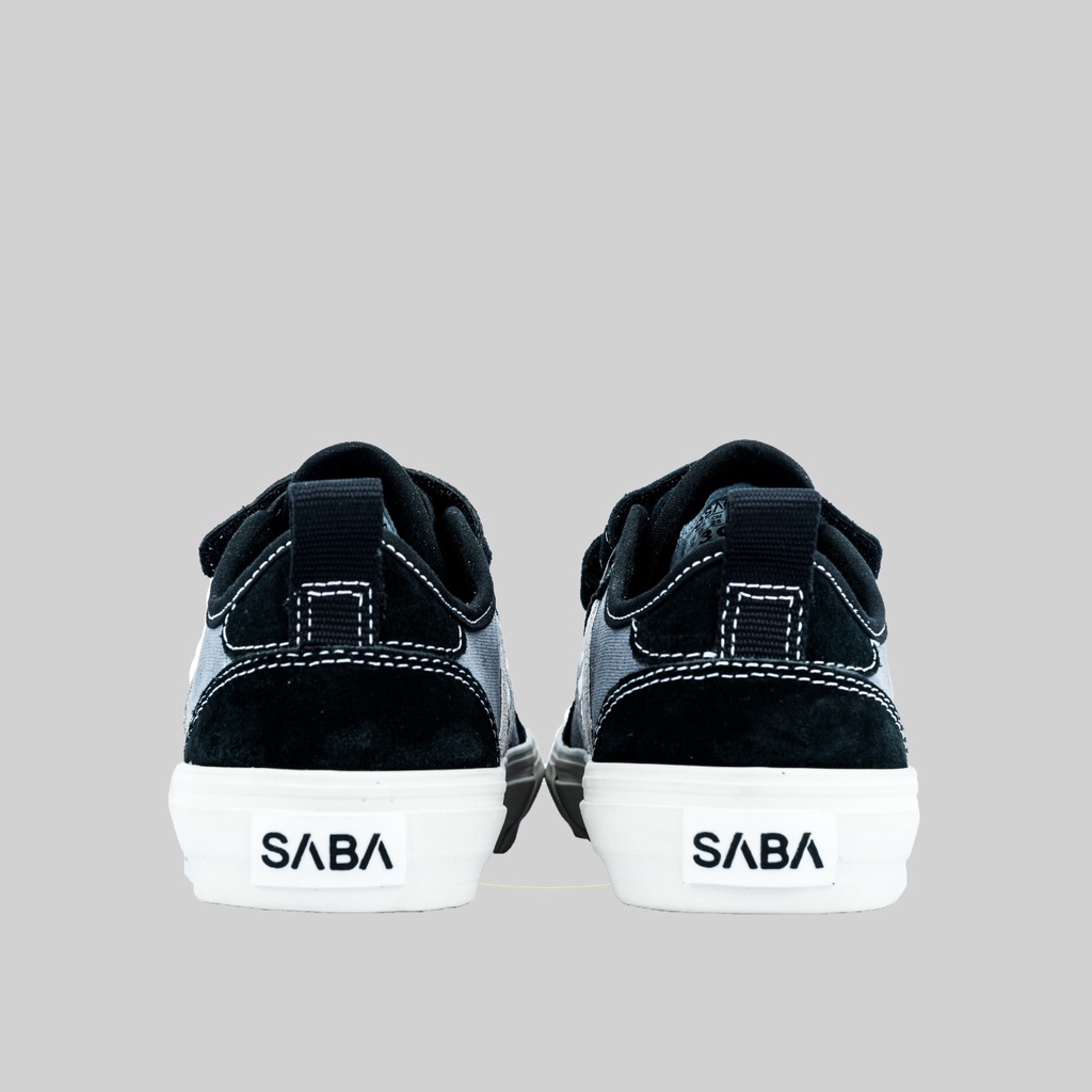 SABA Velcro Black Grey - Sepatu Sneakers Casual Pria Wanita