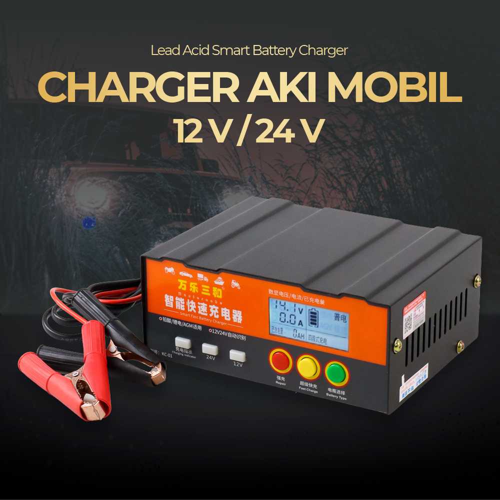 Wanlesanhe Charger Cas Aki Mobil Motor Lead Acid Smart Battery Charger 12V24V - KC-01