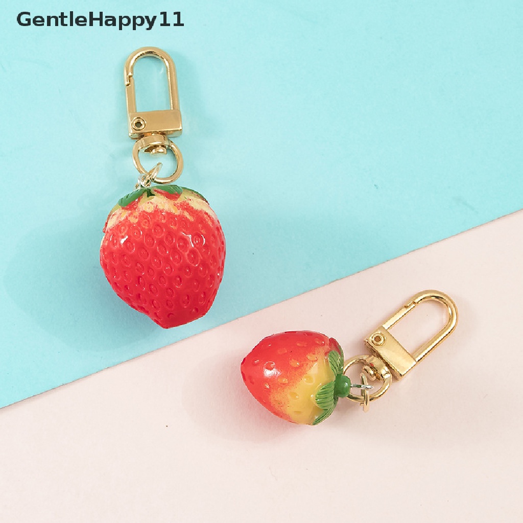 Gentlehappy 1Pc Strawberry Keychain Simulasi Buah Gantungan Kunci Mobil Gantungan Kunci Cincin Siswa Tas Ransel Liontin Hadiah Anak Aksesoris Gantung id