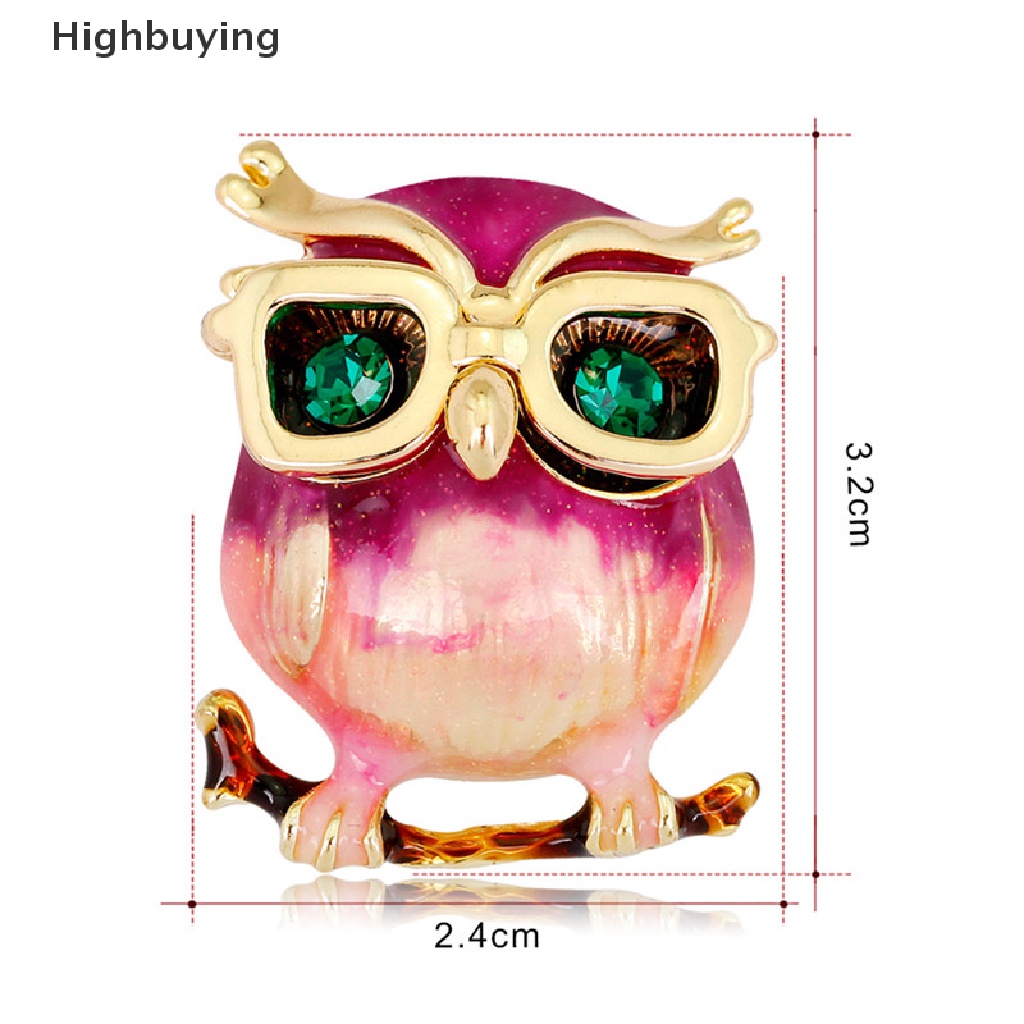 Hbid Enamel Owl Kacamata Bros Pin Hewan Kristal Pesta Pernikahan Bros Pin Hadiah Glory