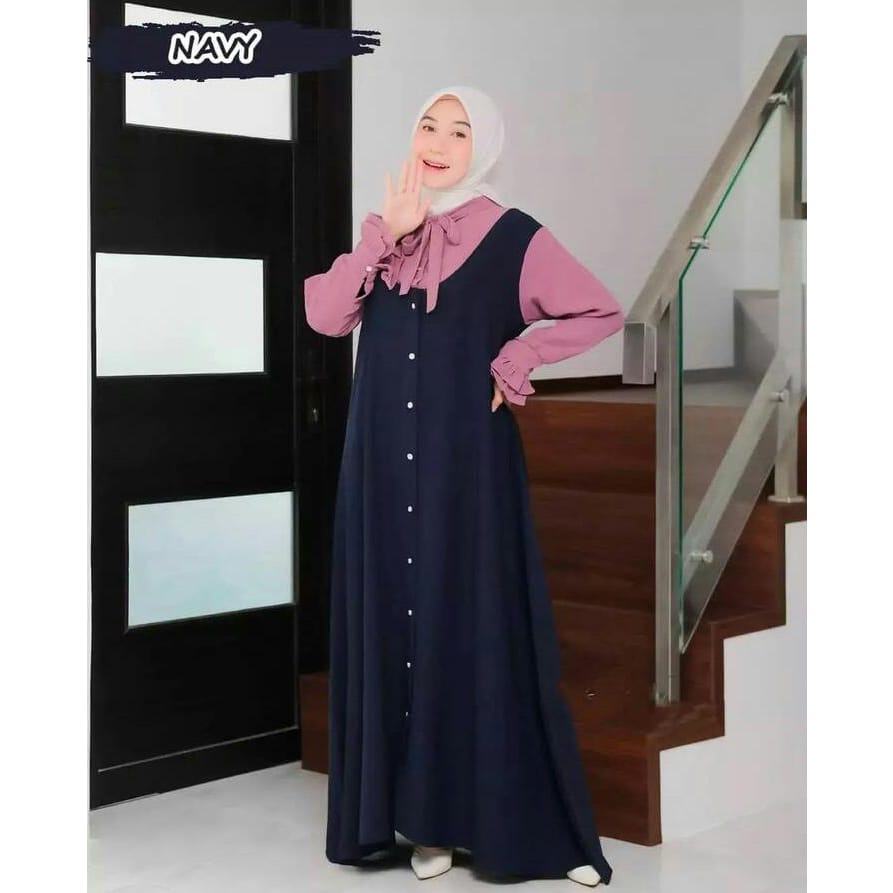 Baju Wanita Gamis Crinkle Busana Muslim Wanita Terbaru Syaena Maxy Dress Panjang Gamis Jumbo Outfit Wanita Kekinian