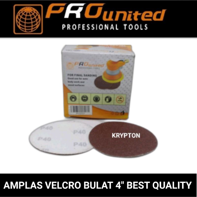Amplas bulat Velcro 4&quot; pro united best quality