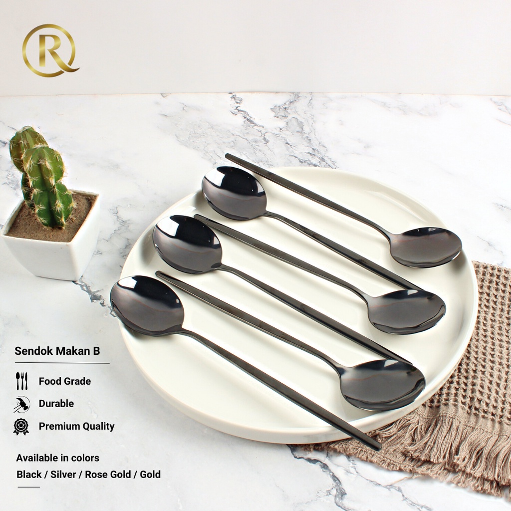 PAKET ISI 6 Pcs Sendok Makan B Stainless Steel 21cm