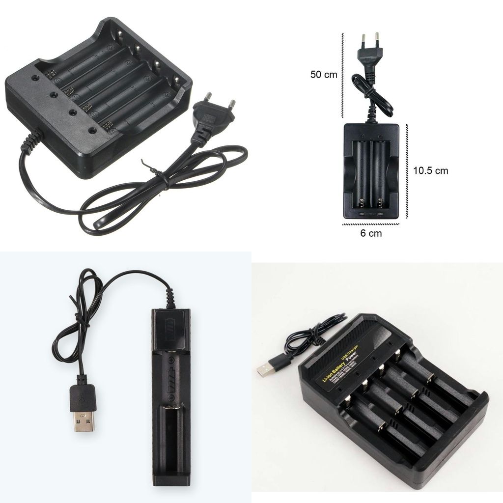 Charger Baterai 18650 kapasitas 1, 2, 4 Slot Cas baterai 18650