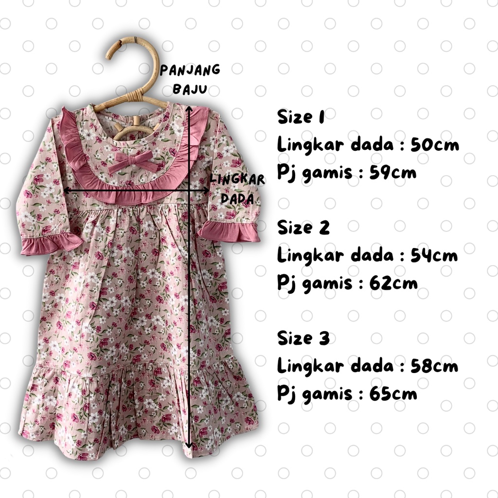 raaiissaa gamis dress anak perempuan baju muslim anak balita cewek 1 2 3 tahun