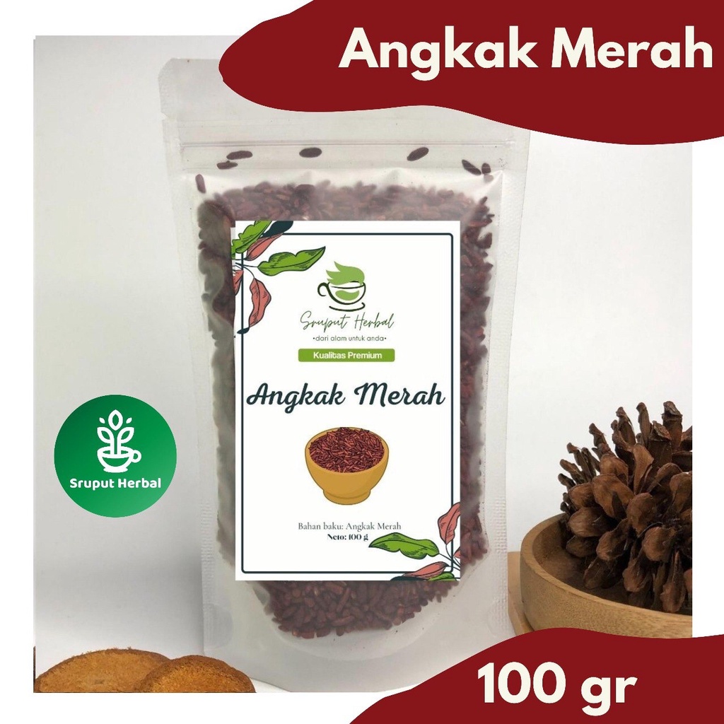 100gr Angkak Merah Asli Premium Red Yeast Rice Berkualitas JSR Rempah Sruput Herbal