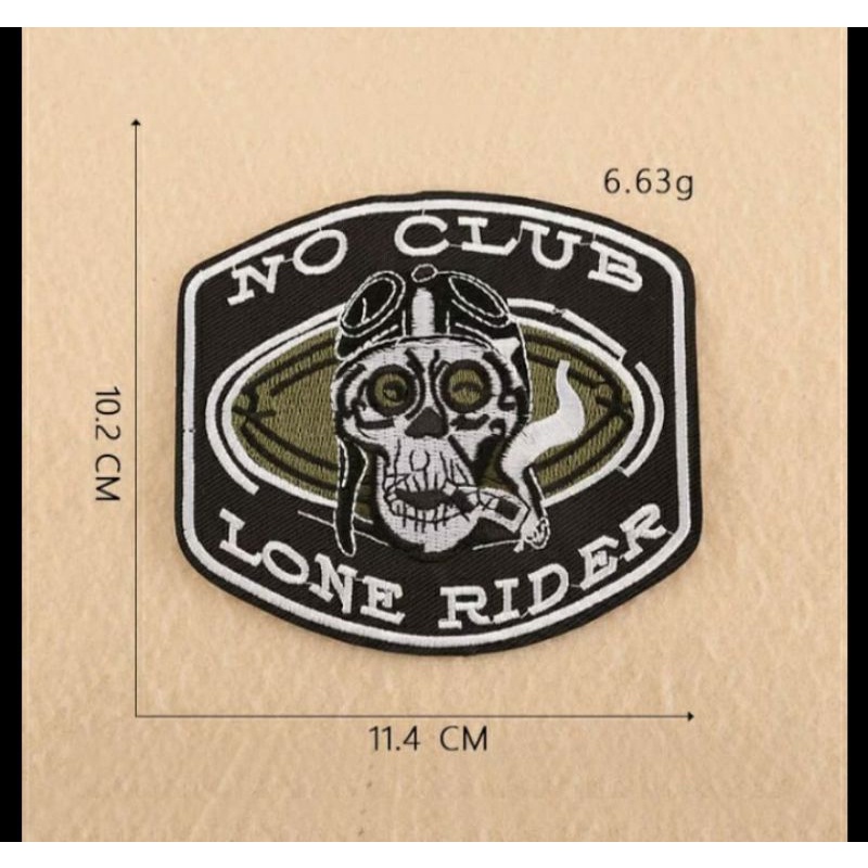 patch bordir no club lone rider aksesoris tambahan jaket tas qood quality