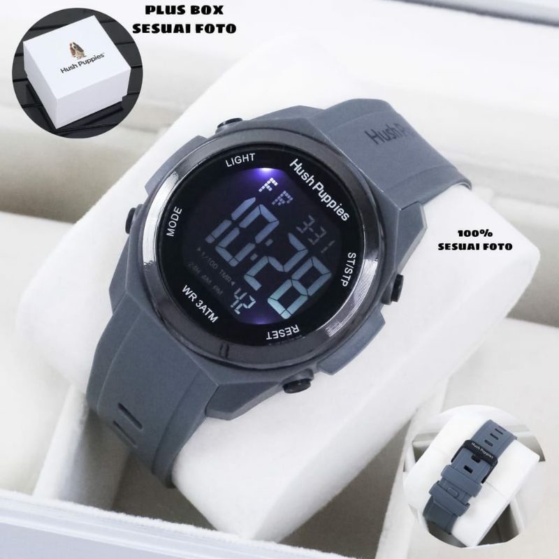 Jam Tangan Hush Puppies Digital Led Rubber Tahan Air Favorit Kesukaan Bisa COD