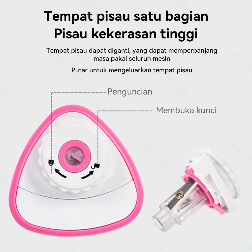 Sweetybayi Rautan pensil electric Pencil pensil otomatis elektrik sharpener Rautan serutan putar