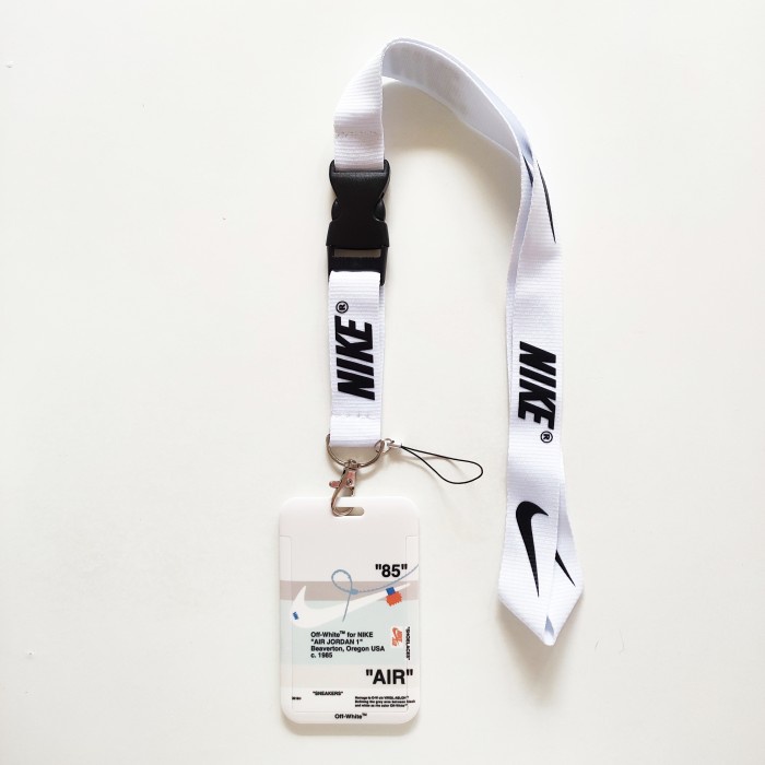 

Tag Holder Id Card Holder Name Tag Lanyard / Kalung Kartu Black White Nike Aj