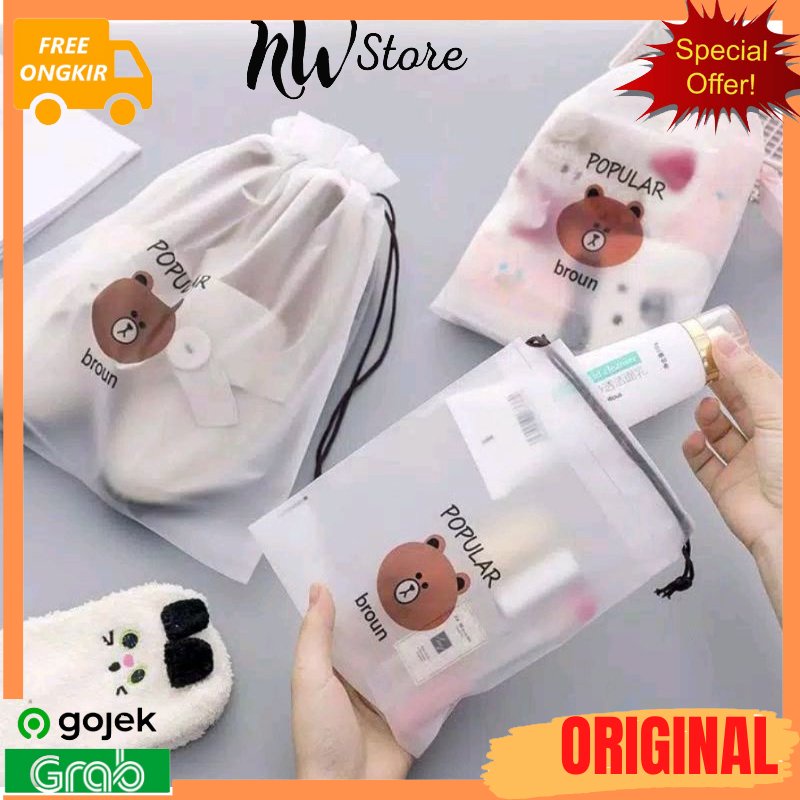 NW - KANTONG SERBAGUNA BERUANG/TAS KOSMETIK MAKE UP/TRAVEL POUCH