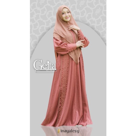GEITA SET KHIMAR RED RUBY ORIGINAL BY INAYALESY BAJU BUSANA MUSLIM WANITA TERLARIS BEST SELLER HOMED