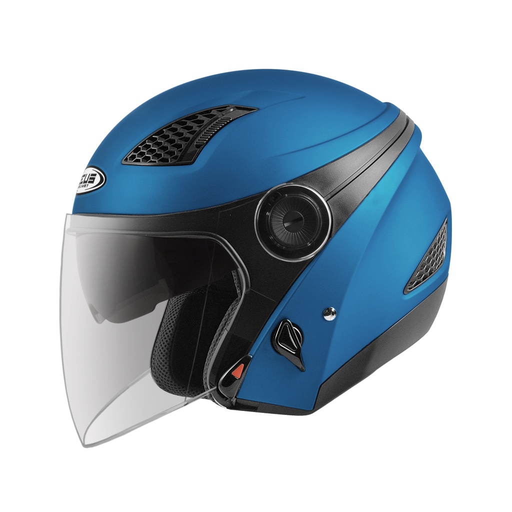 ZEUS ZS 610 MATT BLUE BIRU DOFF HALF FACE DOUBLE VISOR