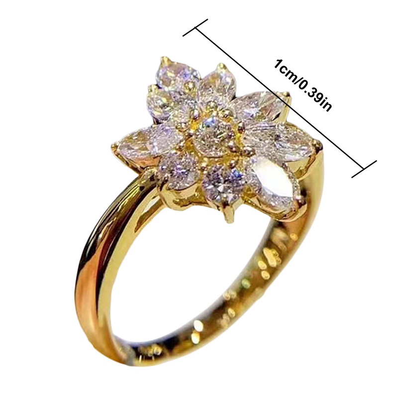 Lucu Fashion Besar Bunga Mawar Cincin Mewah Perempuan Rose Gold Engagement Ring Vintage Pesta Pernikahan Band Rings Untuk Wanita